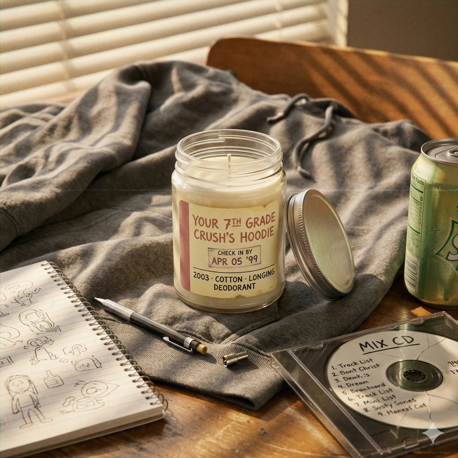 Your 7th Grade Crush's Hoodie — 2003 · cotton, longing, deodorant